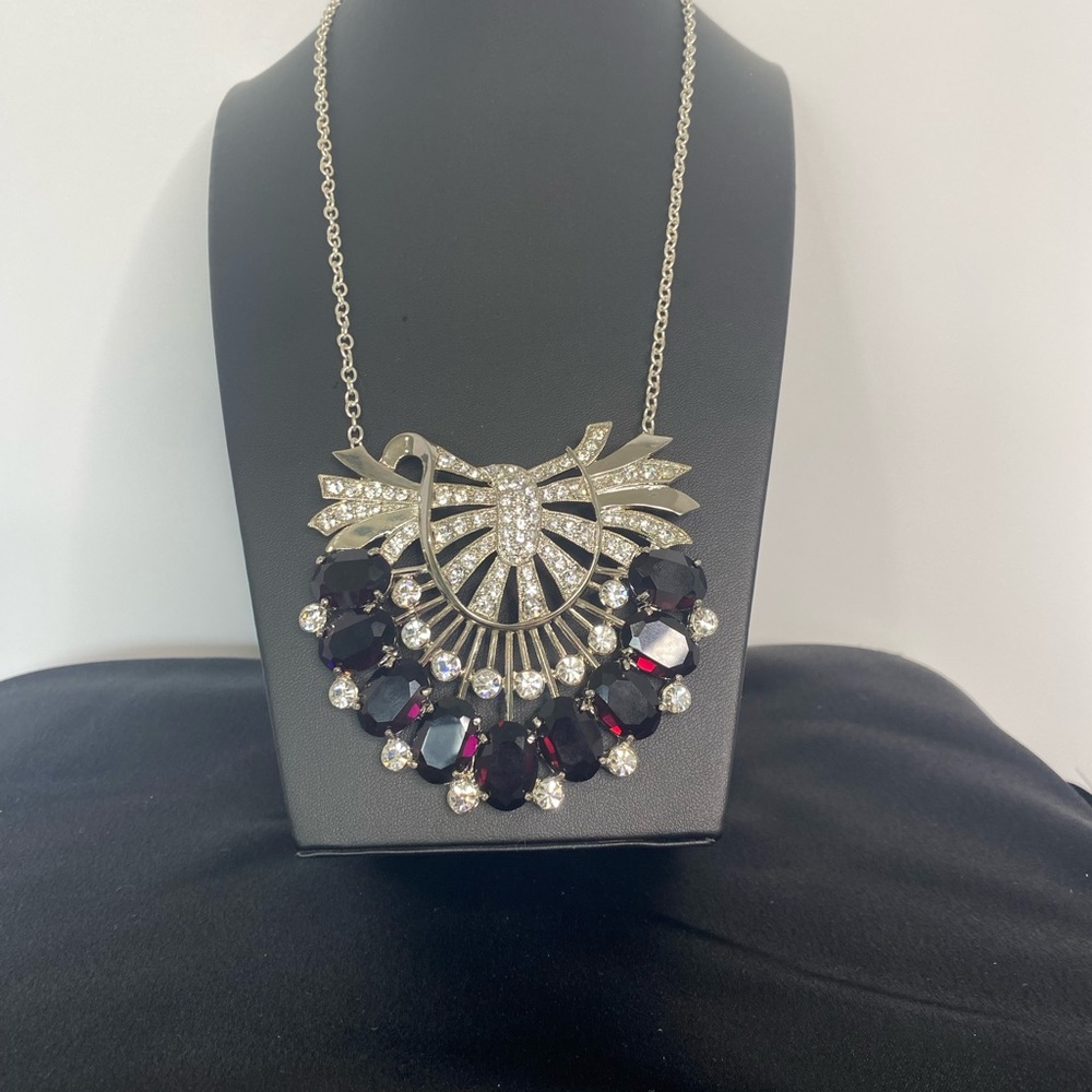 Eisenberg Ice Very Large Ruth Kamke Designed Rhodium Plated Brooch Necklace